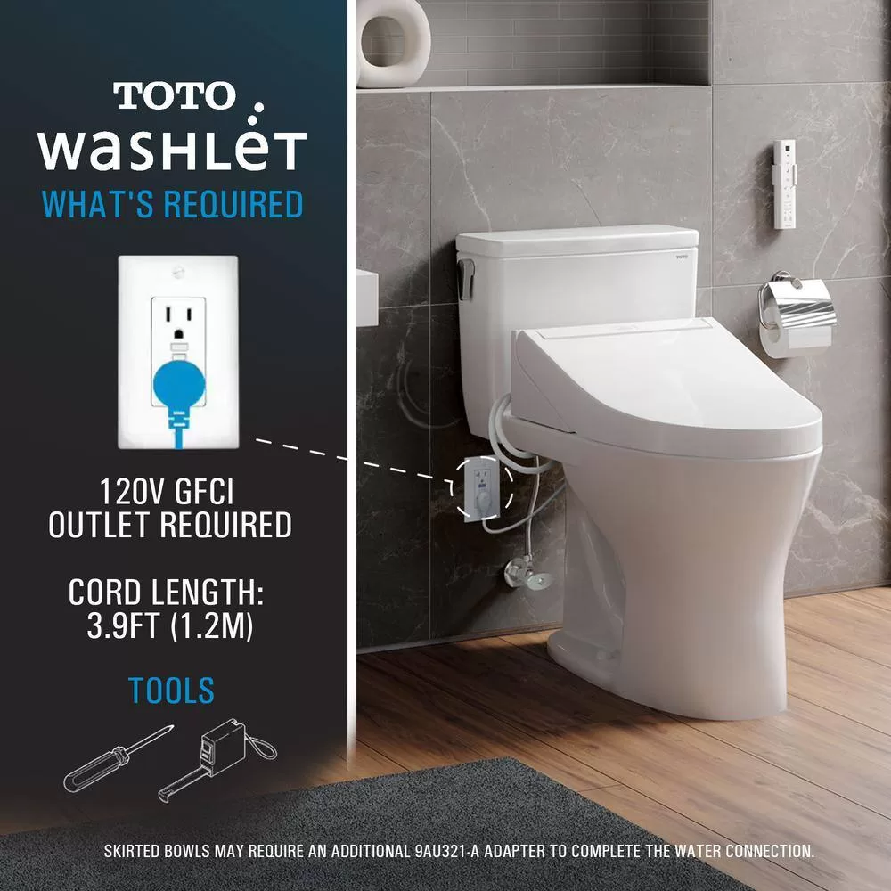 TOTO SW3084#01 C5 Washlet Electric Heated Bidet Toilet Seat for Elongated Toilet in Cotton White