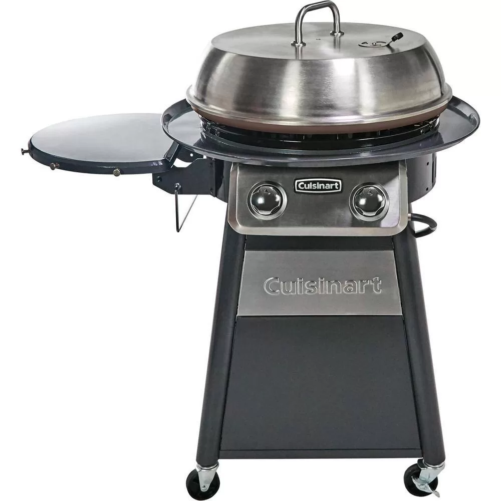 Cuisinart CGG-888 2-Burner Propane Gas 360-Degree Griddle Cooking Center in Gray with Stainless Steel Lid