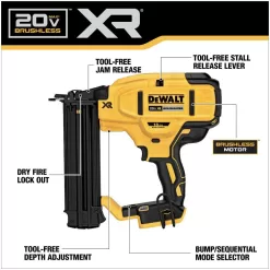 DEWALT DCN680B 20V MAX XR Lithium-Ion Cordless 18-Gauge Brad Nailer (Tool Only)