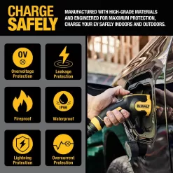 DEWALT DXPAEV016 25 ft. cord, 16 Amp, 120-Volt/240-Volt AC 3.84 Kw, Weatherproof Level 2, Heavy-Duty Portable Electric Vehicle Charger