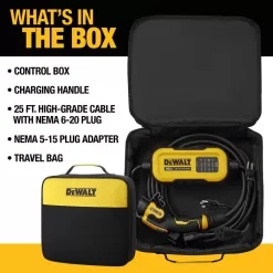 DEWALT DXPAEV016 25 ft. cord, 16 Amp, 120-Volt/240-Volt AC 3.84 Kw, Weatherproof Level 2, Heavy-Duty Portable Electric Vehicle Charger