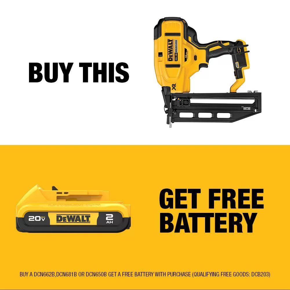 DEWALT DCN662B 20V MAX XR 16-Gauge Lithium-Ion Cordless Finish Nailer (Tool Only)