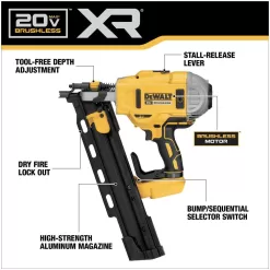DEWALT DCN21PLB 20V MAX XR Lithium-Ion Cordless Brushless 2-Speed 21° Plastic Collated Framing Nailer (Tool Only)