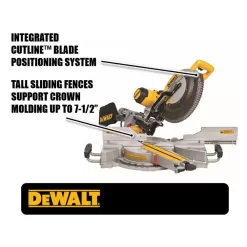 DEWALT DWS780 15 Amp Corded 12 in. Double Bevel Sliding Compound Miter Saw with XPS technology, Blade Wrench and Material Clamp
