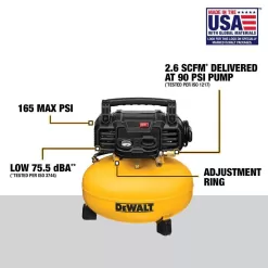 DEWALT DWFP55126W23450 6 Gal. 165 PSI Electric Pancake Air Compressor with 18-Gauge Pneumatic 2 in. Brad Nailer & 50 ft. x 1/4 in. Air Hose