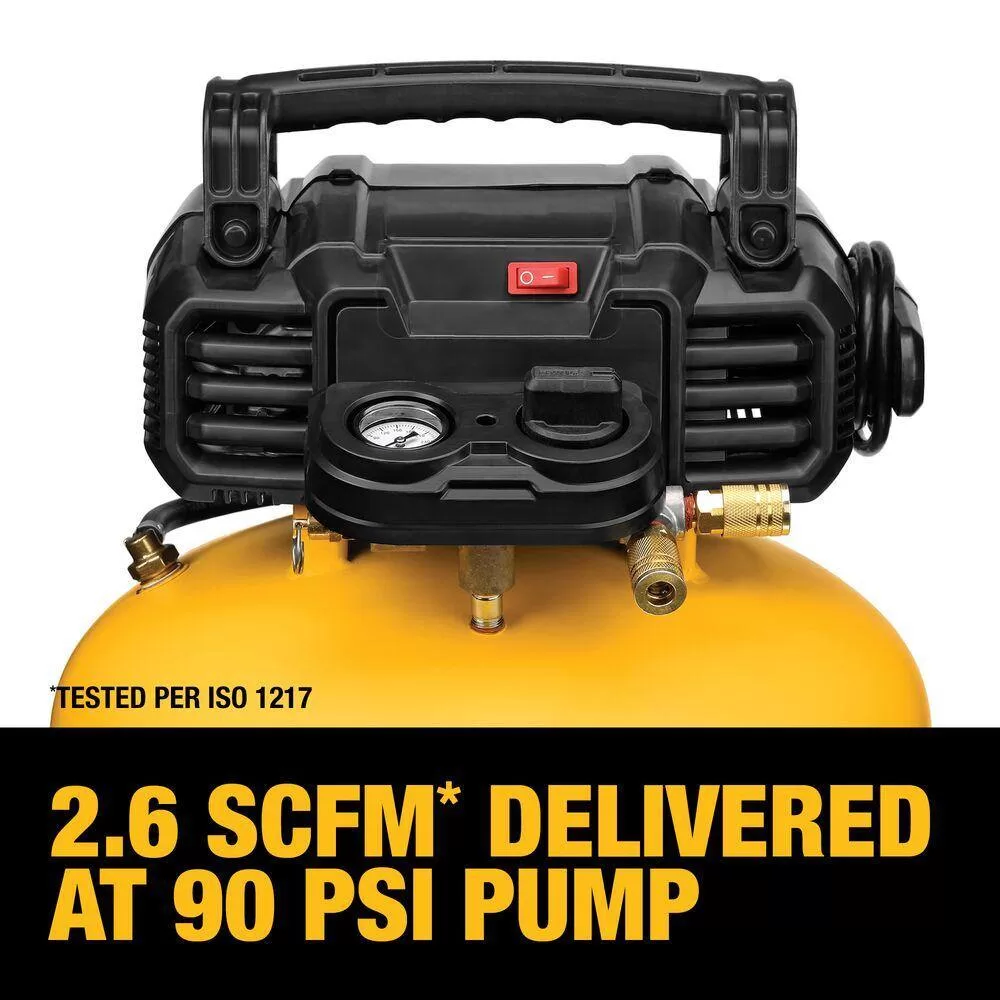DEWALT DWFP55126W23450 6 Gal. 165 PSI Electric Pancake Air Compressor with 18-Gauge Pneumatic 2 in. Brad Nailer & 50 ft. x 1/4 in. Air Hose