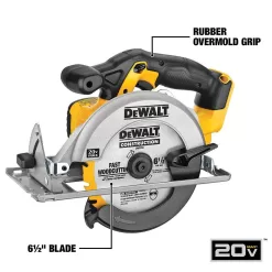 DEWALT DCD791P1W391 20V MAX XR Cordless Brushless 1/2 in. Drill/Driver, 6-1/2 in. Circular Saw, (1) 20V 5.0Ah Battery, and Charger