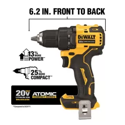 DEWALT HDCOMKITQ220 ATOMIC 20V MAX Cordless Brushless 1/2 in. Drill/Driver Kit, (1) 4.0Ah Battery, Charger, and Tough System 22 in. Toolbox