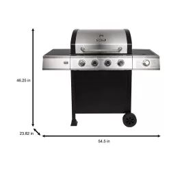 Dyna-Glo DGB495SDP-D 4-Burner Open Cart Propane Gas Grill in Stainless Steel with Side Burner