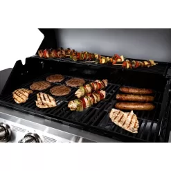 Dyna-Glo DGB495SDP-D 4-Burner Open Cart Propane Gas Grill in Stainless Steel with Side Burner