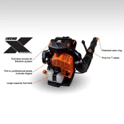 ECHO 220 MPH 1110 CFM 79.9 cc Gas 2-Stroke X Series Backpack Blower with Hip-Mounted Throttle