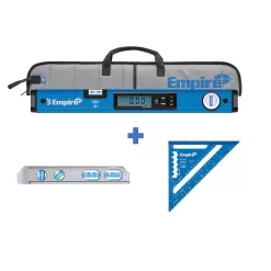 Empire E105.24-Em71.8-E2994 24 in. Digital Box Level with Case and 8 in. Magnetic Torpedo Level and Rafter Square in True Blue