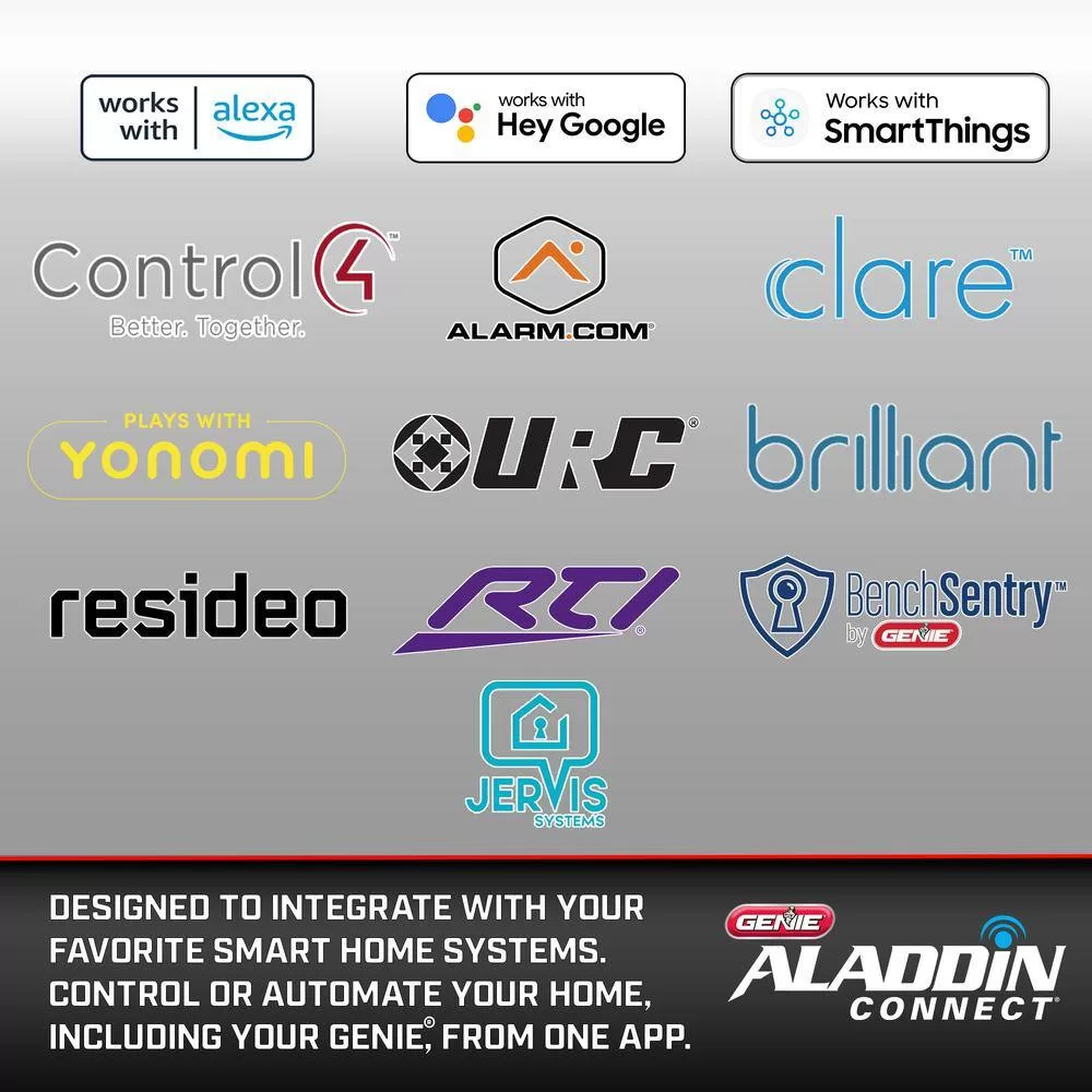 Genie 6172H-B Signature Series Ultra-Quiet Wall Mount Smart Garage Door Opener with Battery Backup, Wi-Fi, Wireless Wall Console