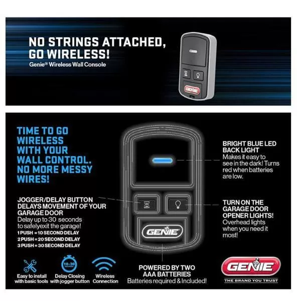 Genie 6172H-B Signature Series Ultra-Quiet Wall Mount Smart Garage Door Opener with Battery Backup, Wi-Fi, Wireless Wall Console
