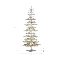 Glitzhome 2014600095 9 ft. Deluxe Pre-Lit Flocked Pine Artificial Christmas Tree with 650 Warm White Lights