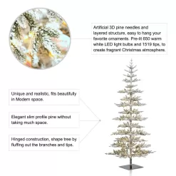 Glitzhome 2014600095 9 ft. Deluxe Pre-Lit Flocked Pine Artificial Christmas Tree with 650 Warm White Lights