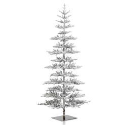 Glitzhome 2014600095 9 ft. Deluxe Pre-Lit Flocked Pine Artificial Christmas Tree with 650 Warm White Lights