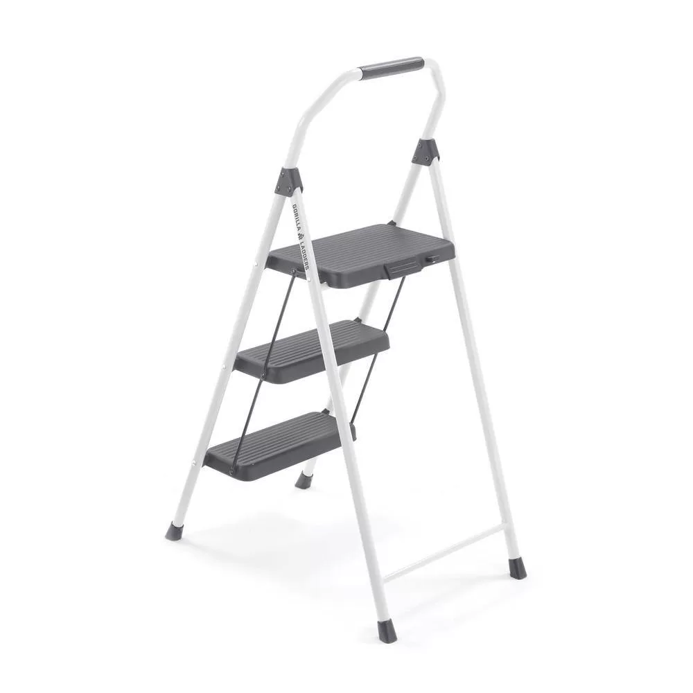 Gorilla Ladders GLS-3CS 3-Step Compact Steel Step Stool with 225 lb. Load Capacity Type II Duty Rating (8ft. Reach Height)