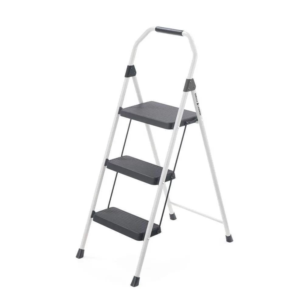 Gorilla Ladders GLS-3CS 3-Step Compact Steel Step Stool with 225 lb. Load Capacity Type II Duty Rating (8ft. Reach Height)