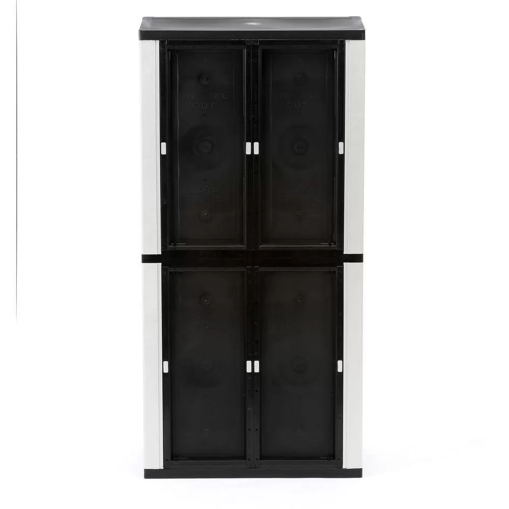 HDX 221872 Plastic Freestanding Garage Cabinet in Gray (35 in. W x 71 in. H x 18 in. D)