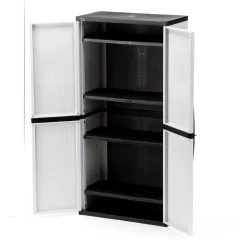 HDX 221872 Plastic Freestanding Garage Cabinet in Gray (35 in. W x 71 in. H x 18 in. D)