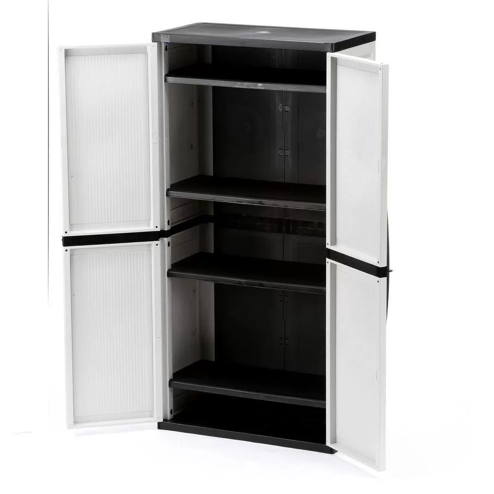 HDX 221872 Plastic Freestanding Garage Cabinet in Gray (35 in. W x 71 in. H x 18 in. D)