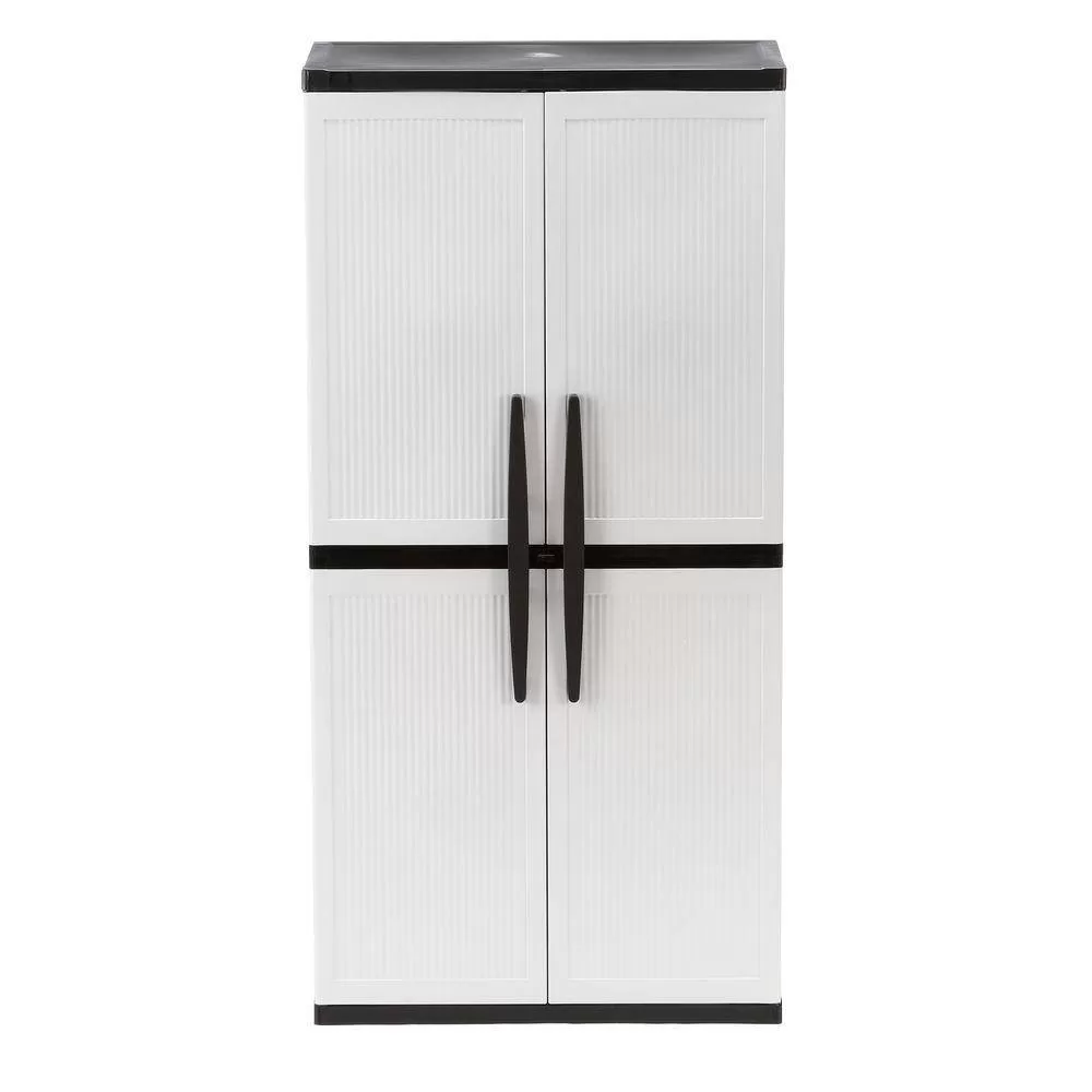 HDX 221872 Plastic Freestanding Garage Cabinet in Gray (35 in. W x 71 in. H x 18 in. D)