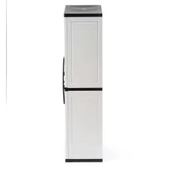 HDX 221872 Plastic Freestanding Garage Cabinet in Gray (35 in. W x 71 in. H x 18 in. D)