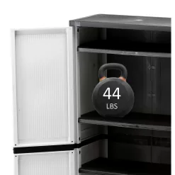 HDX 221872 Plastic Freestanding Garage Cabinet in Gray (35 in. W x 71 in. H x 18 in. D)