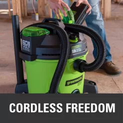 Greenworks VU0B01 PRO 9 Gal. 60-Volt AC/DC Wet Dry Vac (Tool-Only)