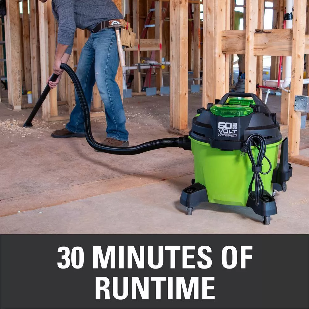 Greenworks VU0B01 PRO 9 Gal. 60-Volt AC/DC Wet Dry Vac (Tool-Only)