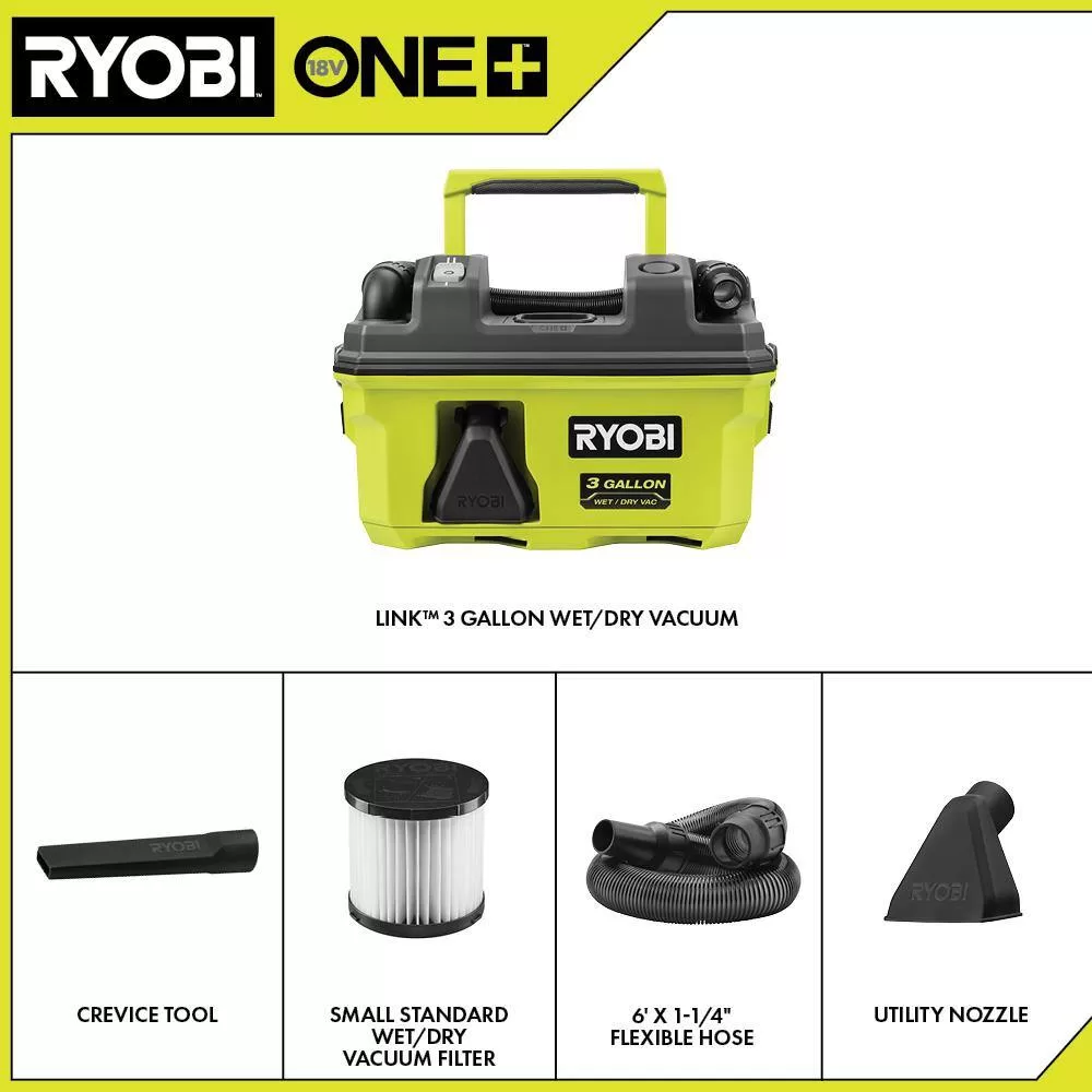 RYOBI PCL734B ONE+ 18V LINK Cordless 3 Gal. Wet/Dry Vacuum (Tool Only)
