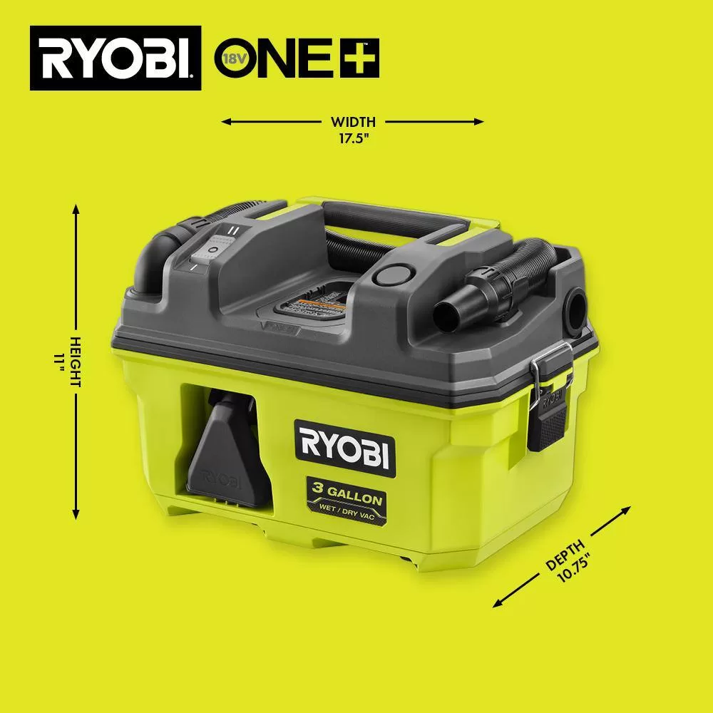 RYOBI PCL734K ONE+ 18V LINK Cordless 3 Gal. Wet/Dry Vacuum Kit with 4.0 Ah Battery and 18V Charger