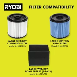 RYOBI PCL735K ONE+ 18V Cordless 6 Gal. Wet Dry Vacuum Kit with 4.0 Ah Battery and 18V Charger
