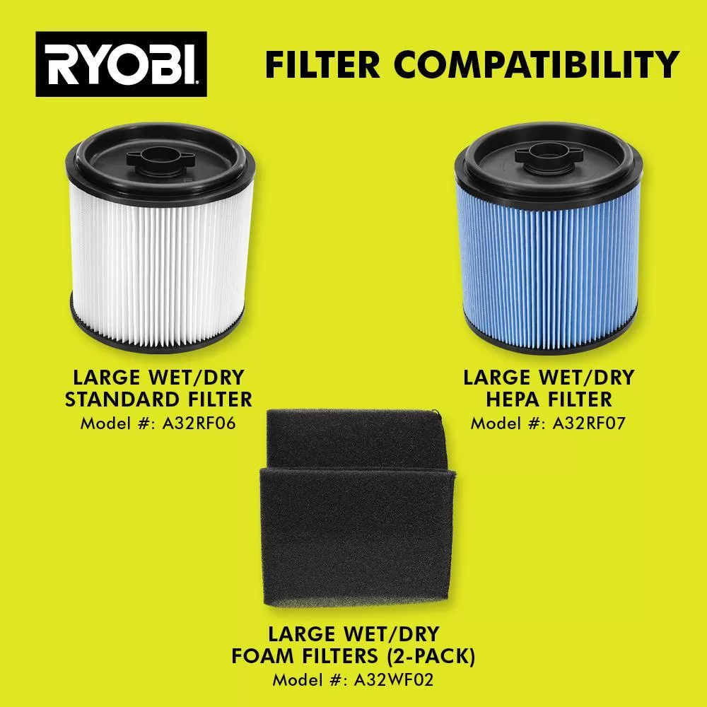 RYOBI PCL735K ONE+ 18V Cordless 6 Gal. Wet Dry Vacuum Kit with 4.0 Ah Battery and 18V Charger