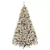 Gymax GYM05804 9 ft. Pre-Lit Artificial Christmas Tree Snow Flocked Hinged Pine Tree with Metal Stand