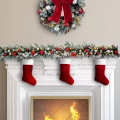 Haute Decor DCGR10801 9 ft. Pre-Lit LED Artificial Frosted Garland with Ornaments