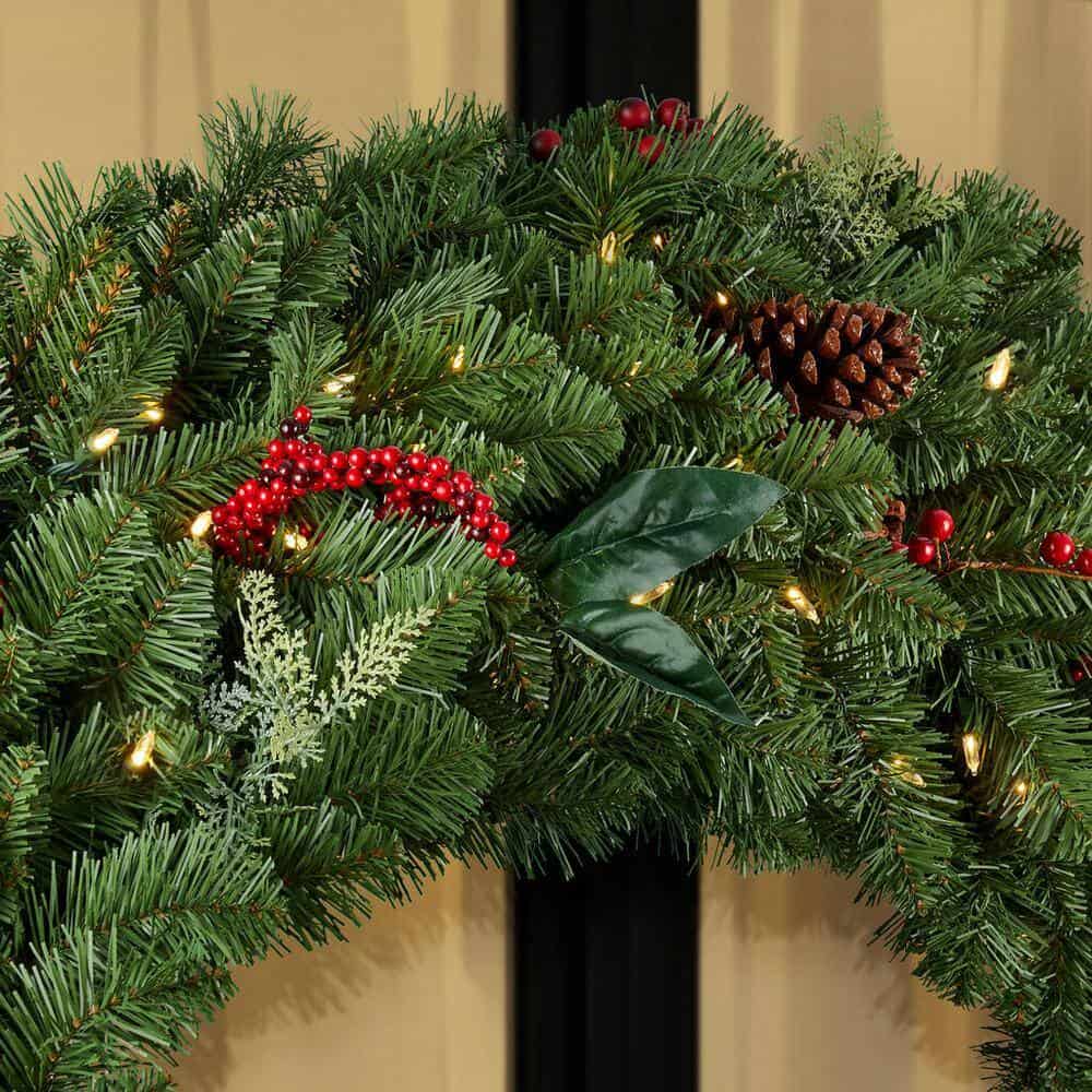 Home Accents Holiday 22PG80057 60 in. New Winslow Fir Pre-Lit LED Wreath
