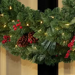 Home Accents Holiday 22PG80057 60 in. New Winslow Fir Pre-Lit LED Wreath