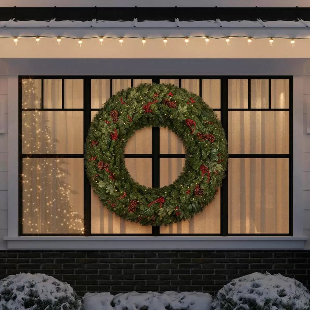 Home Accents Holiday 22PG80057 60 in. New Winslow Fir Pre-Lit LED Wreath