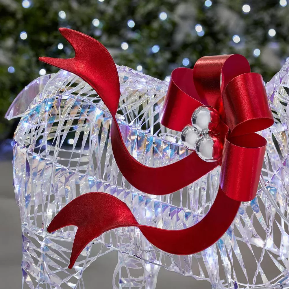 Home Accents Holiday 21GM11814 6 ft. Iridescent Ribbon Reindeer Holiday Yard Decoration