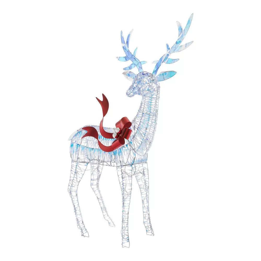 Home Accents Holiday 21GM11814 6 ft. Iridescent Ribbon Reindeer Holiday Yard Decoration