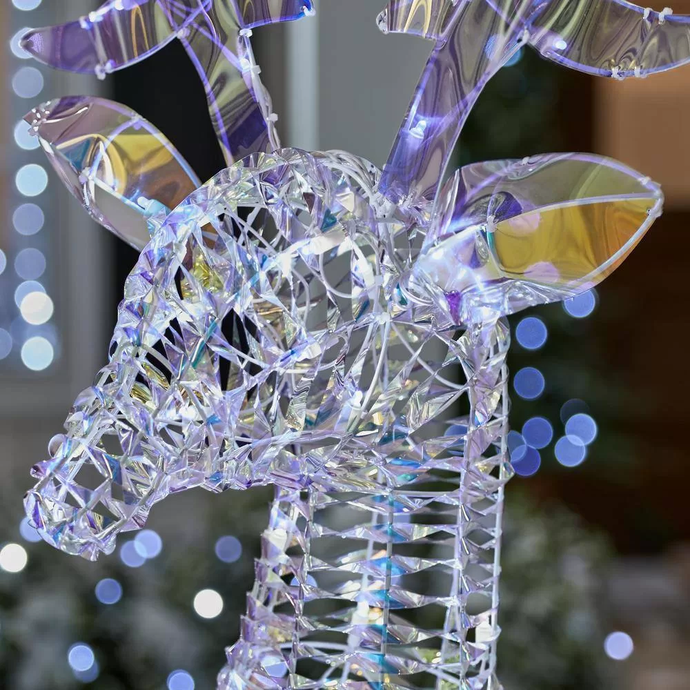 Home Accents Holiday 21GM11814 6 ft. Iridescent Ribbon Reindeer Holiday Yard Decoration