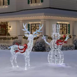 Home Accents Holiday 21GM11814 6 ft. Iridescent Ribbon Reindeer Holiday Yard Decoration