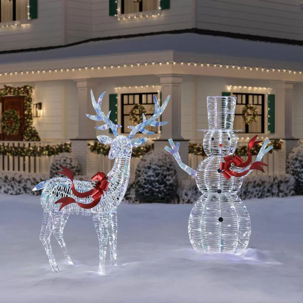 Home Accents Holiday 21GM11814 6 ft. Iridescent Ribbon Reindeer Holiday Yard Decoration