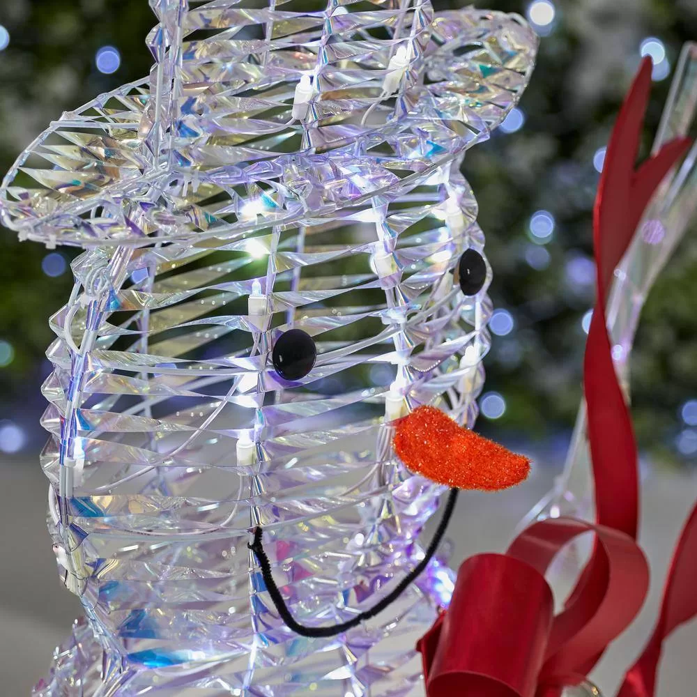 Home Accents Holiday 21GM12589 6 ft. Iridescent Ribbon Snowman Holiday Yard Decoration