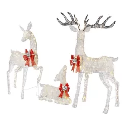 Home Accents Holiday 21RT00421111 Set Of 3 Warm White LED Deer Family Holiday Yard Decoration