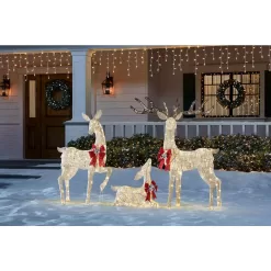 Home Accents Holiday 21RT00421111 Set Of 3 Warm White LED Deer Family Holiday Yard Decoration