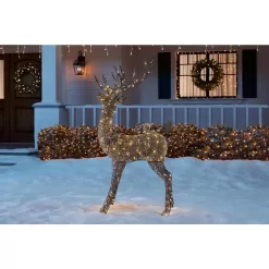 Home Accents Holiday 21RT2102111 67 in Warm White LED Meadow Frost Brown Buck Holiday Yard Decoration