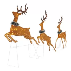 Home Accents Holiday 22RT2092214 58 in Warm White LED 2D Set Of 3 Deer Holiday Yard Decoration